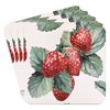 Fyra glasunderlägg i mönstret Strawberry Field