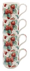 Stapelbara muggar i porslin i mönstret Strawberry Field 4-pack