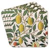 Fyra glasunderlägg i Morris' Fruits