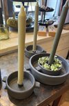 Ljusstake med skål i svart keramik Ø:12,5cm