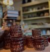 Ljuslykta / ljuskopp PAVIA i glas – rost liten 7,3x6,5cm