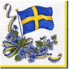 Servetter Kaffe svenska flaggan & blommor