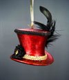 Julkula HAT ORN – viktoriansk hög hatt med fjädrar, glamour & glitter H:7cm