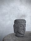 Ljushållare BUDDHA YONO i sten – Grå med krull Ø8cm H9,5cm