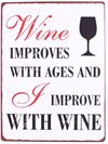 Plåtskylt – Wine improves with ages...